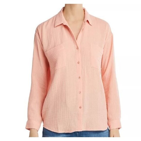 Eileen Fisher Petite Organic Cotton Button-Up Plisse Shirt Size PL - Picture 12 of 12